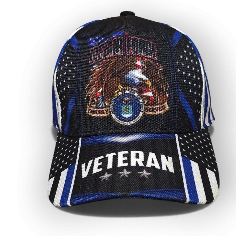 US Air Force Veteran Hat Eagle Flag Snapback
